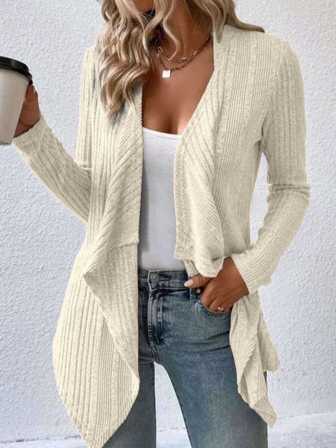 Open Front Long Sleeve Cardigan