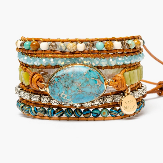 Twisted Ocean Jasper Wrap Bracelet